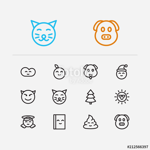 500x500 Emoji Icons Set Of Cute Poop, Cartoon Fruit And Angel Emoji