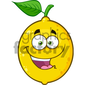 300x300 Royalty Free Rf Clipart Illustration Smiling Yellow Lemon Fruit