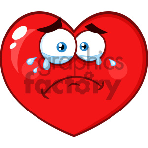 300x300 Crying Red Heart Cartoon Emoji Face Character With Sad Expression