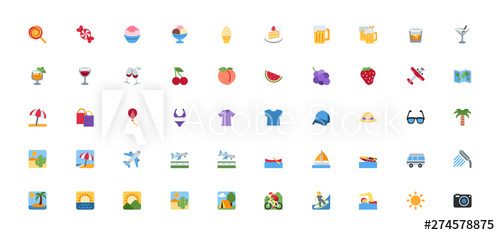 All Type Of Summer Travel Icons, Symbols, Emojis Vector 500x235 All Type Of Summer Travel Icons, Symbols, Emojis Vector