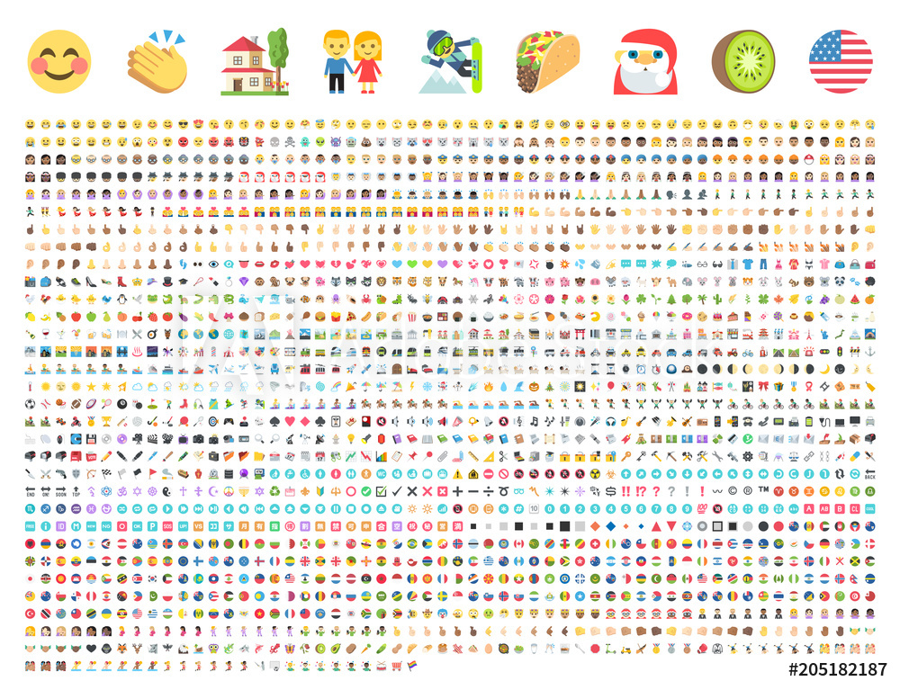 Fotografie, Obraz All Type Of Emojis, Emoticons Flat Vector 1000x767 Fotografie, Obraz All Type Of Emojis, Emoticons Flat Vector