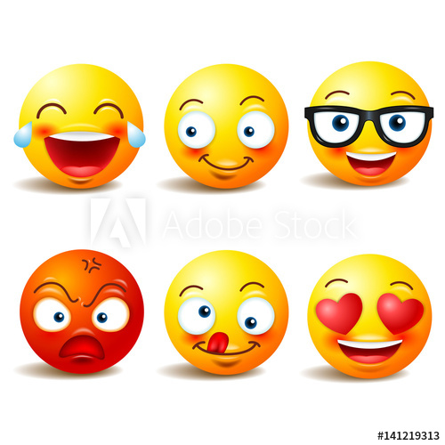 Smiley Face Icons Or Yellow Emoticons With Emotional Funny Faces 500x500 Smiley Face Icons Or Yellow Emoticons With Emotional Funny Faces
