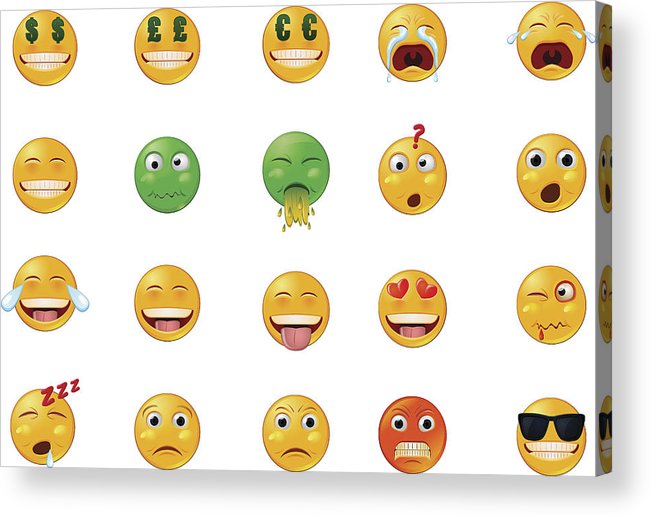 Various Emoticons Or Emojis Vector Icons Acrylic Print 651x516 Various Emoticons Or Emojis Vector Icons Acrylic Print