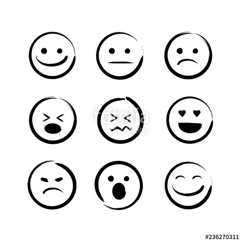 Vector Illustration Set Of Hand Drawn Emojis Faces Doodle 500x500 Vector Illustration Set Of Hand Drawn Emojis Faces Doodle