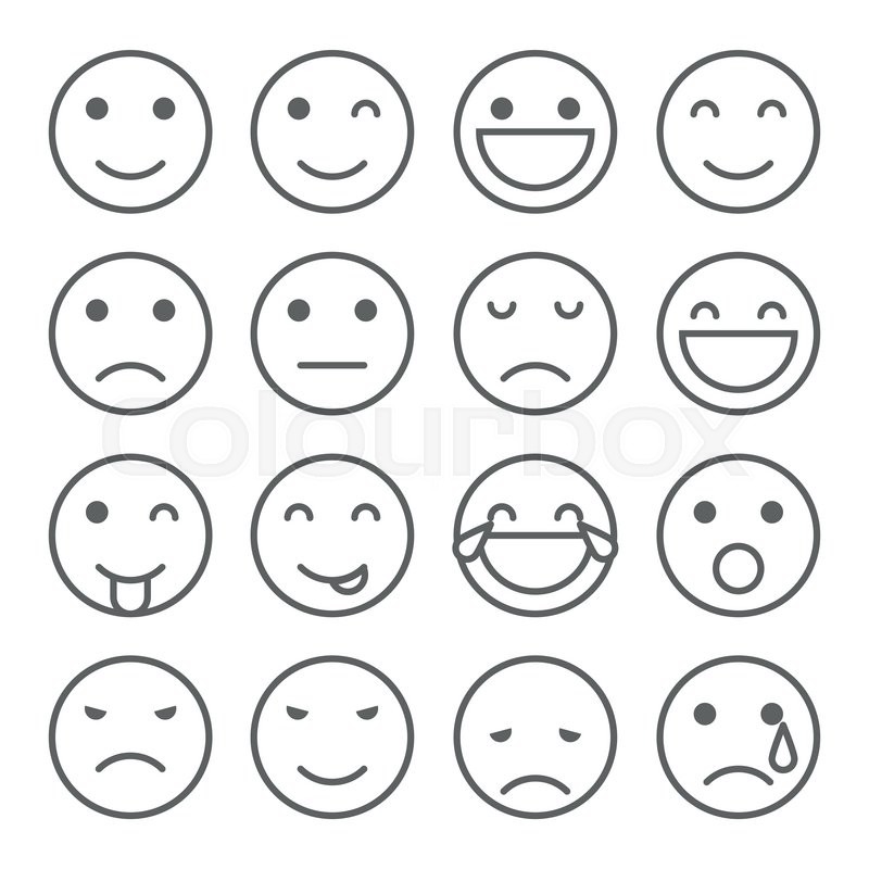 800x800 Emoji Faces Simple Icons Set Of Stock Vector Colourbox