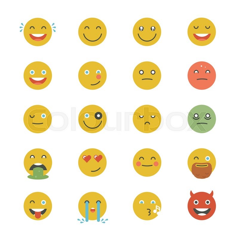 800x800 Emoticons Collection Set Of Emoji Stock Vector Colourbox