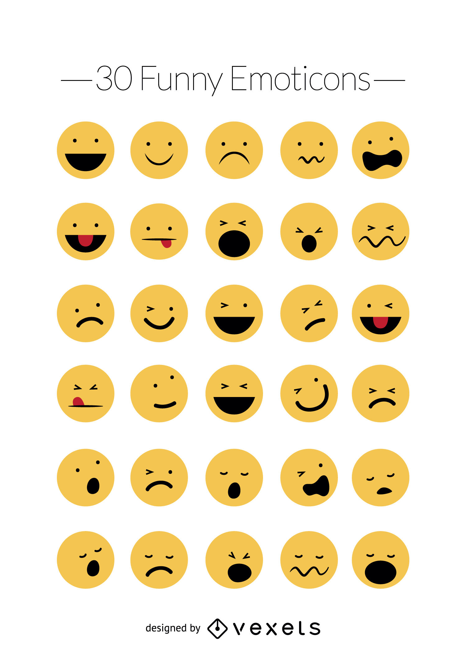 1499x2102 Funny Emoticons Vector Set
