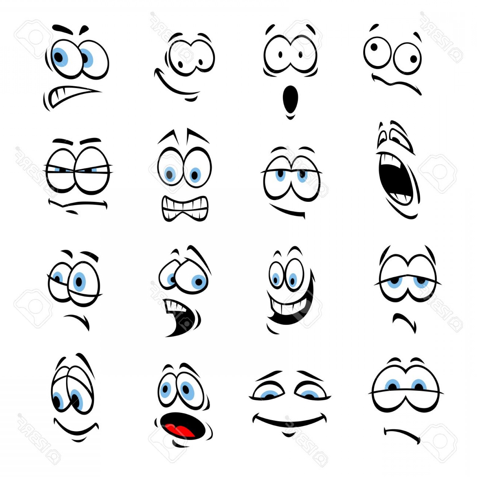 1560x1560 Photostock Vector Cartoon Eyes With Face Expressions And Emotions