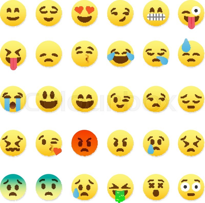800x792 Set Of Cute Smiley Emoticons, Emoji Stock Vector Colourbox