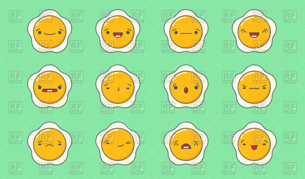 1200x706 Set Of Kawaii Fried Egg Emoticons Vector Image Of Icons