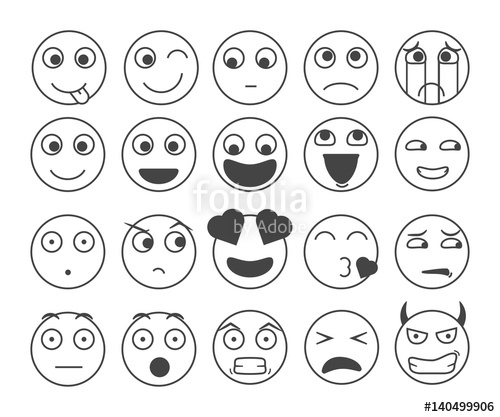 500x417 Set Of Smiley Emoticons Vector Emoji Set With Different Emotions