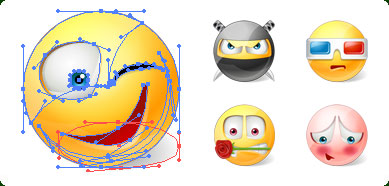 389x186 Vector Emoticons With Custom Icon Design Service