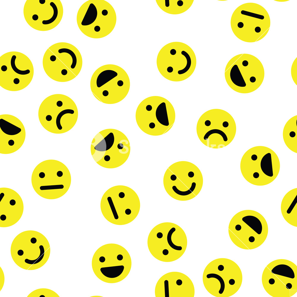 1000x1000 Emoji Seamless Pattern Background Simple Yellow Emoticons Vector