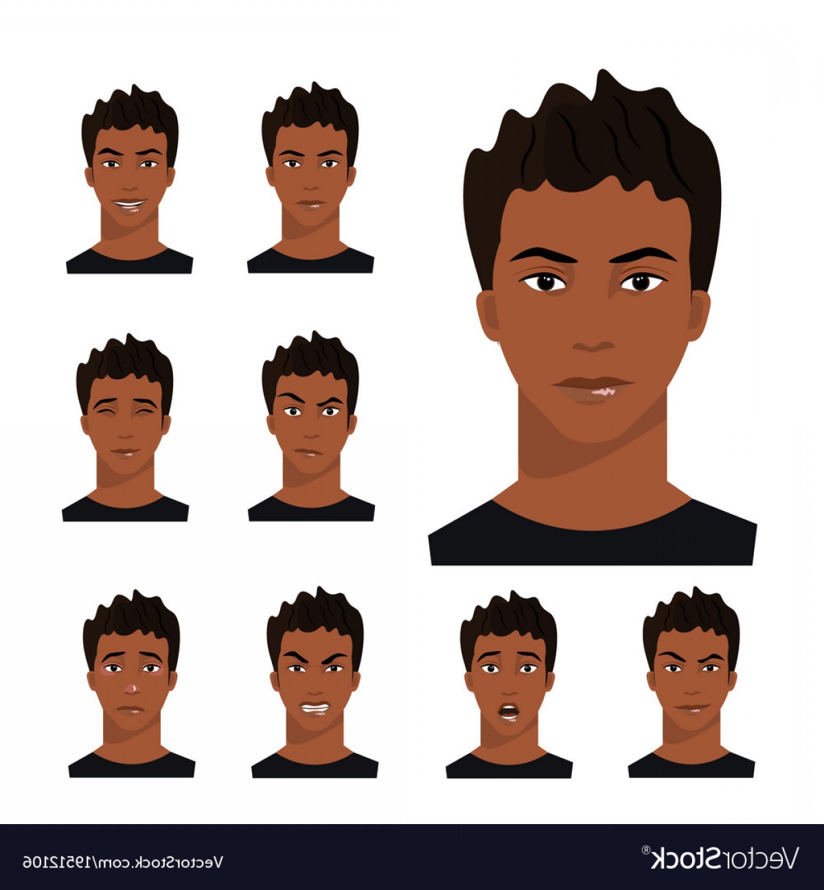 African American Man With Different Emotions Vector Handandbeak 1200x1296 African American Man With Different Emotions Vector Handandbeak