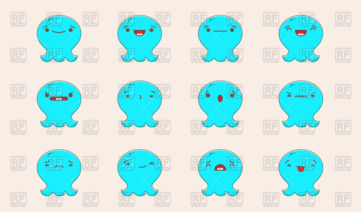 Set Of Cute Octopus With Different Emotions Vector Image Of Plants 1200x706 Set Of Cute Octopus With Different Emotions Vector Image Of Plants