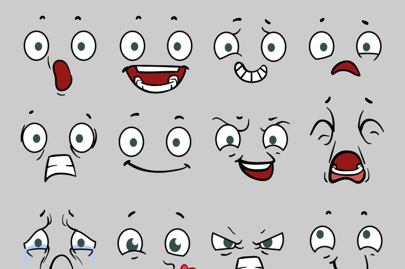 Comic Cartoon Faces With Different Emotions Vector Illustration 800x533 Comic Cartoon Faces With Different Emotions Vector Illustration