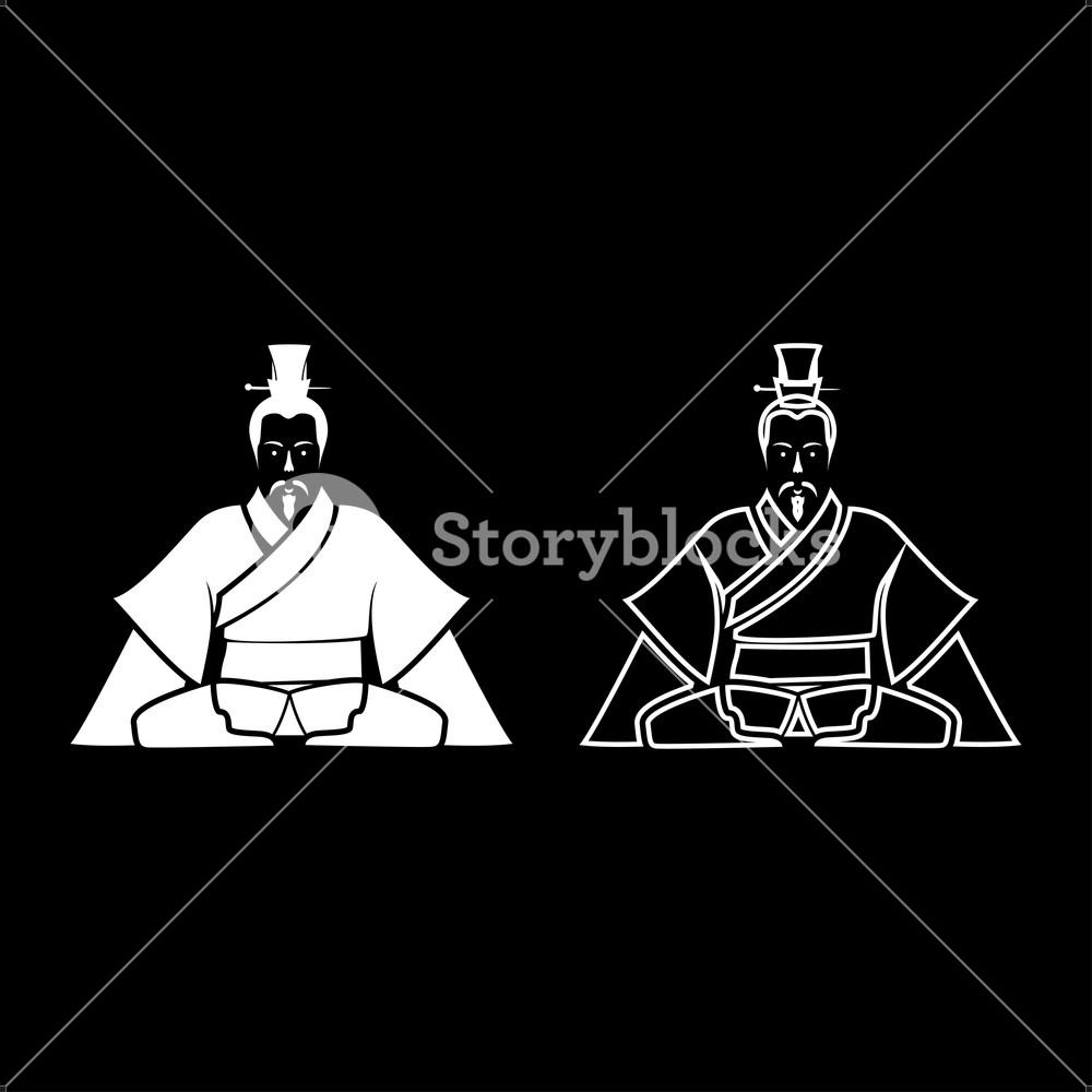 1000x1000 Emperor Of China Set White Icon Set White Color Vector