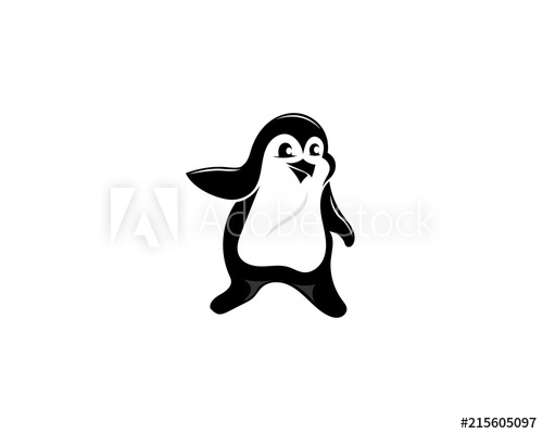 500x400 Presentation Stand Penguin Mascot Logo Vector