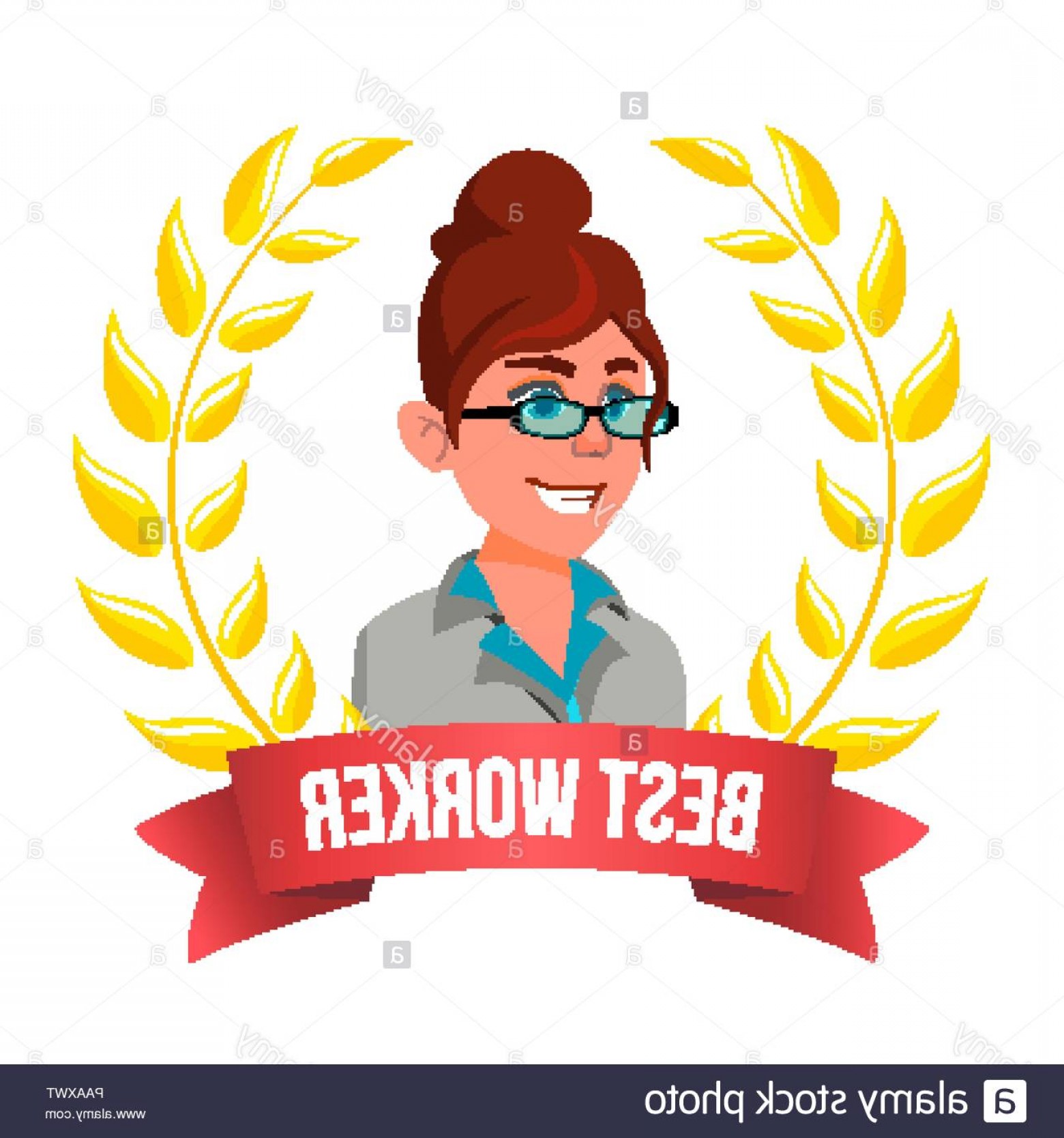 1560x1668 Best Worker Employee Vector European Woman Award Of The Year Gold
