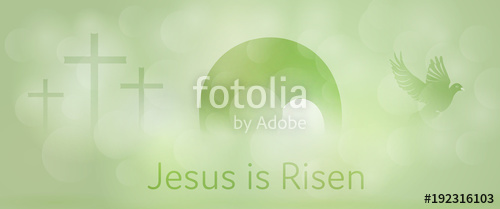 500x209 Easter Background Three Crosses, Empty Tomb And Dove With Text