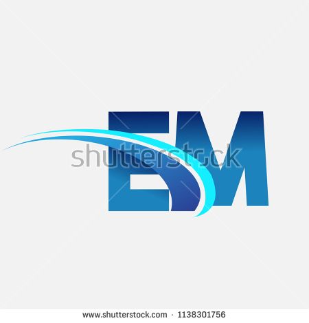 450x470 Initial Letter Em Logotype Company Name Colored Blue And Swoosh