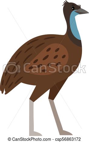 294x470 Emu Cartoon Bird Icon Isolated On White Background, Vector