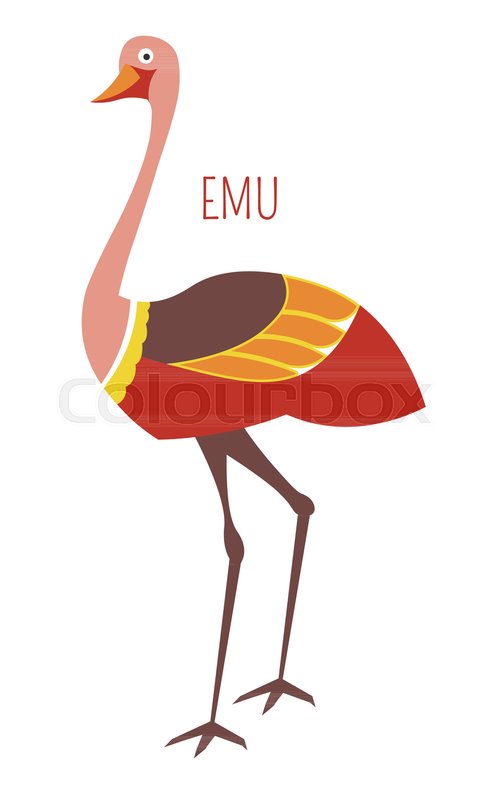 500x800 Emu Ostrich Cartoon Funny Cute Bird Stock Vector Colourbox
