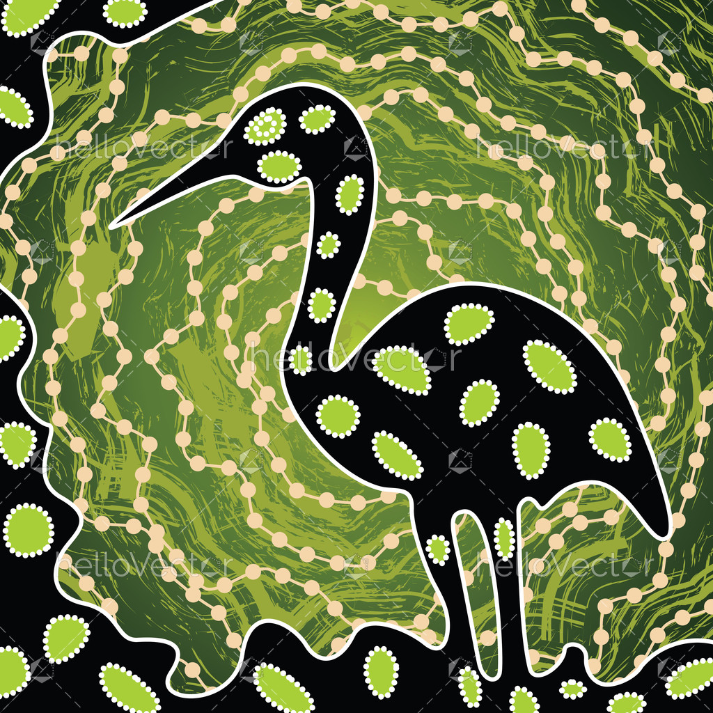 1024x1024 Aboriginal Dot Art Painting With Emu