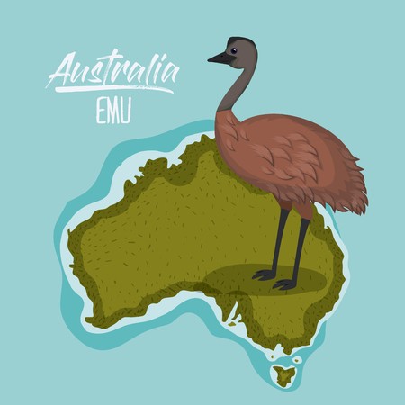 450x450 Poster Emu In Australia Map In Green Surrounded
