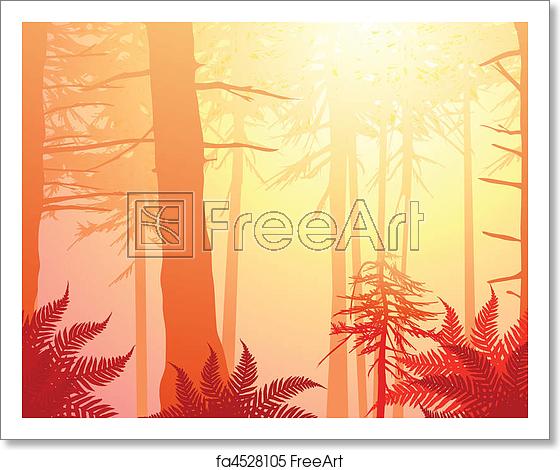 560x470 Free Art Print Of Vector Enchanted Forest In Warm Colors Vector