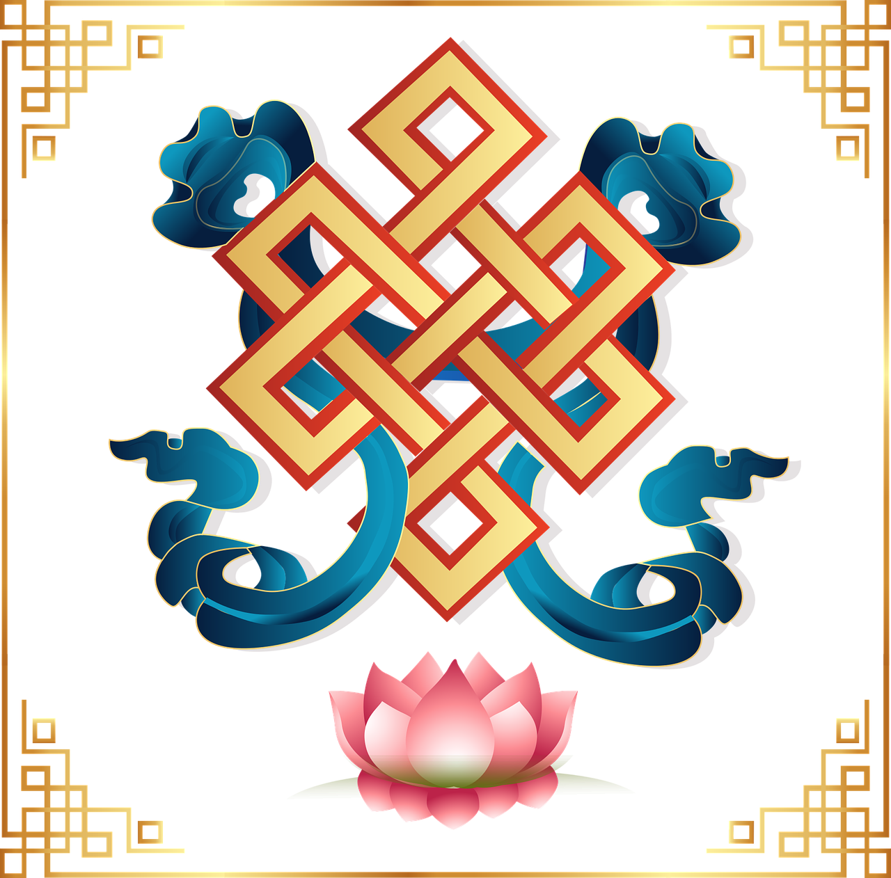 1280x1262 Vector,auspicious Symbol,mongolia,buddhism,endless Knot