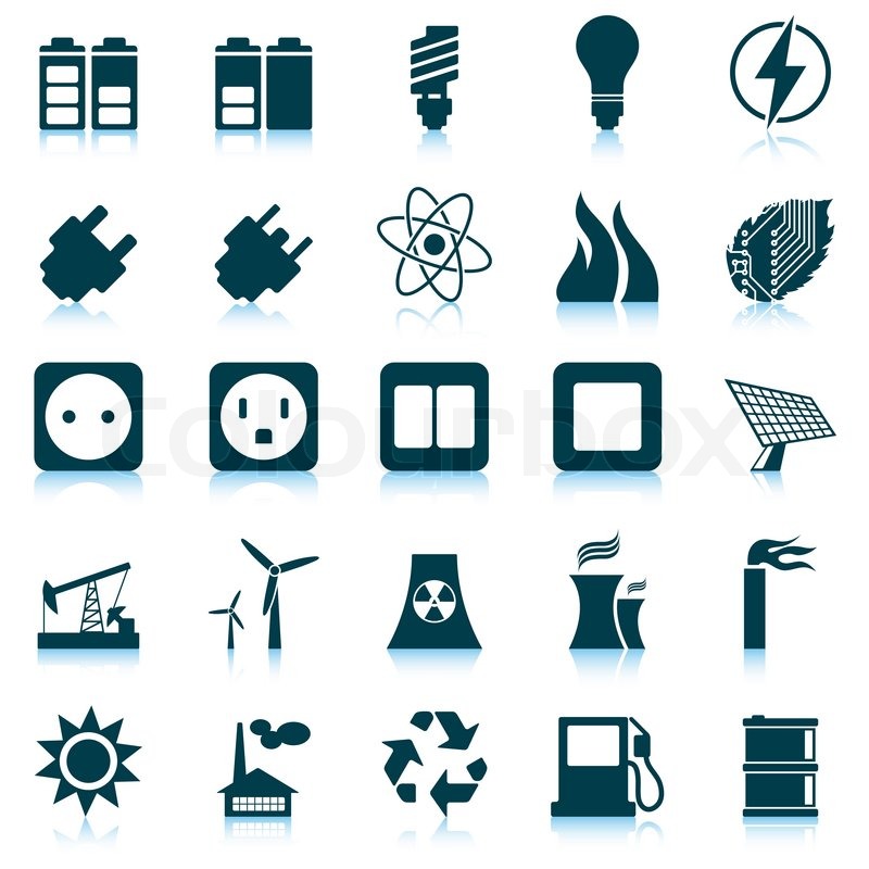 800x800 Electricity, Power And Energy Icon Set Stock Vector Colourbox