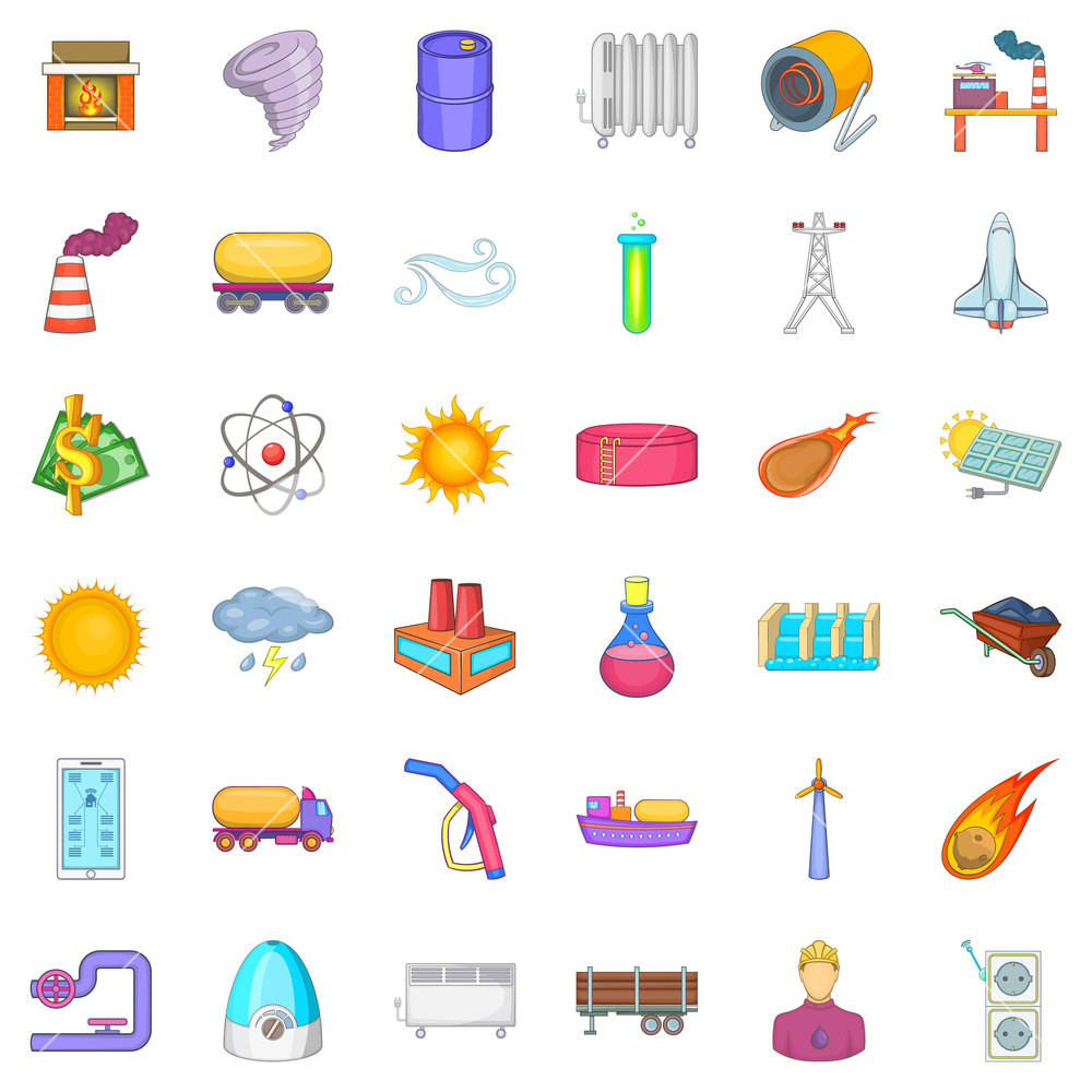 1000x1000 Solar Energy Icons Set Cartoon Style Of Solar Energy Vector