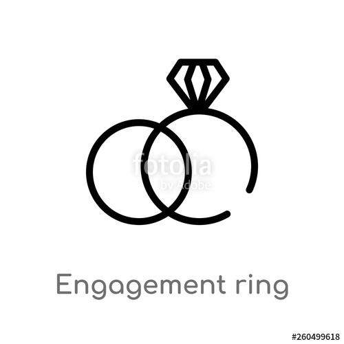 500x500 Outline Engagement Ring Vector Icon Isolated Black Simple Line