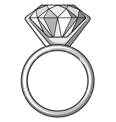 380x400 Diamond Ring Vector And Clipart Black White Favorite Png