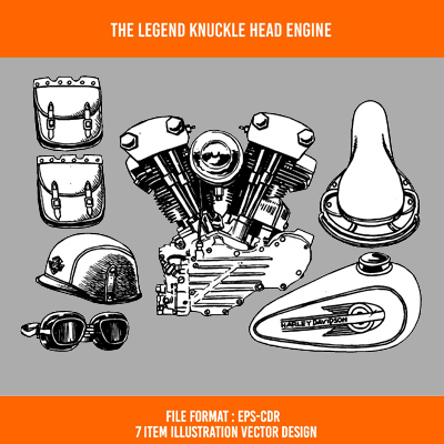 400x400 Knucklehead Engine Vector Set Vector Art Tshirt Factory