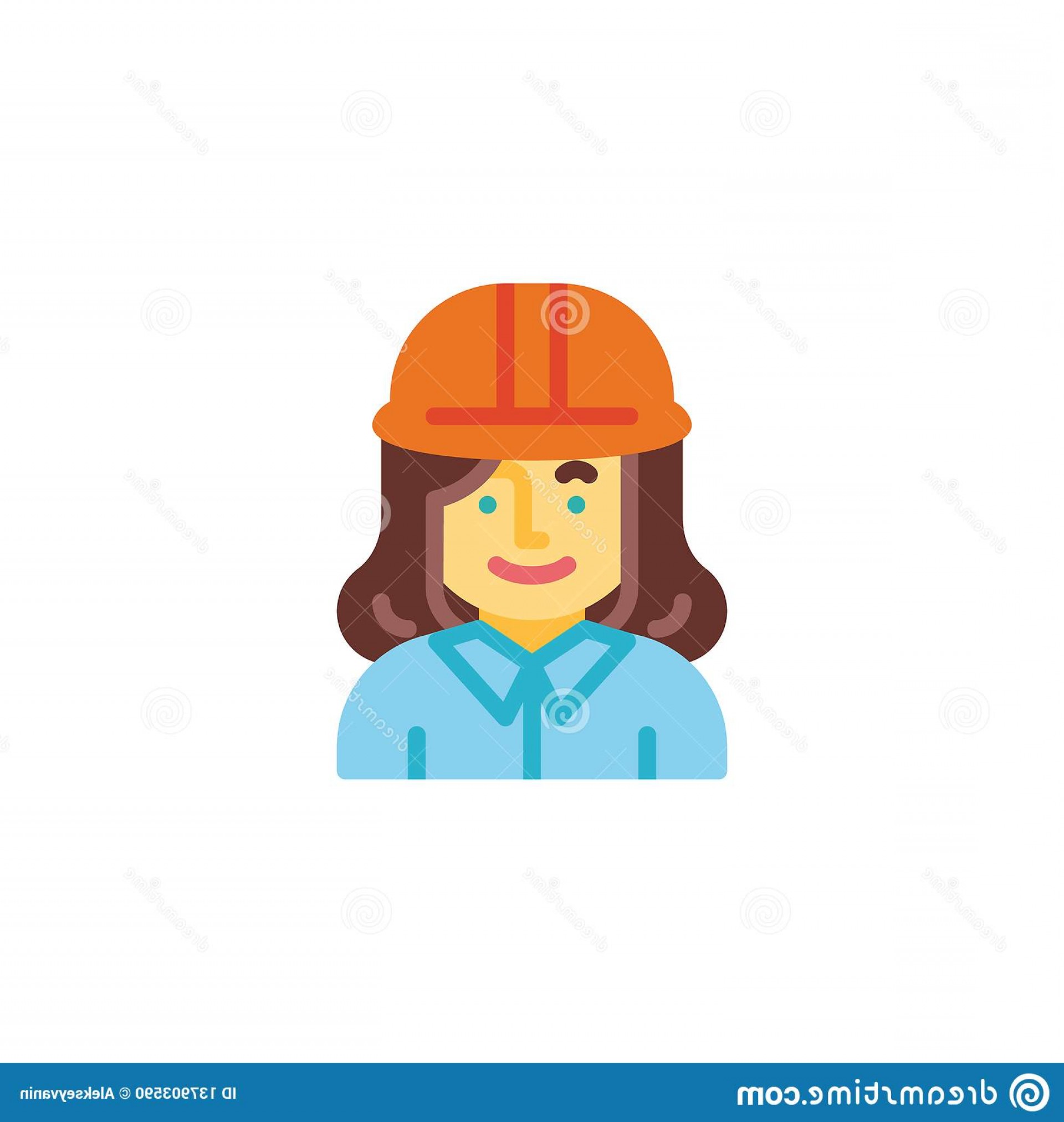 1920x2026 Engineer Woman Hard Hat Flat Icon Vector Sign Colorful Pictogram