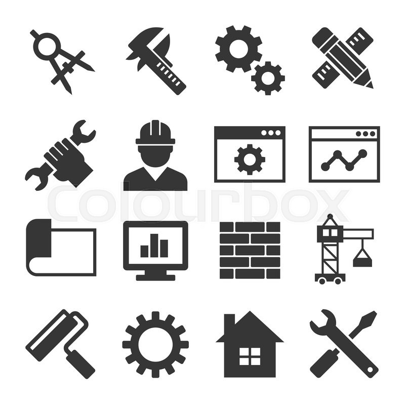 800x800 Engineering Icon Set On White Stock Vector Colourbox