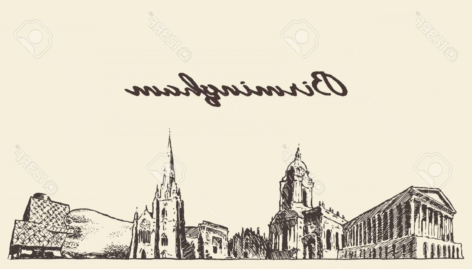 1560x890 Photostock Vector Birmingham Skyline West England Vector Draw