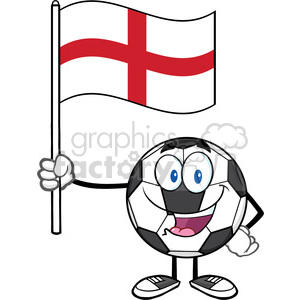 300x300 Happy Soccer Ball Cartoon Mascot Character Holding A Flag