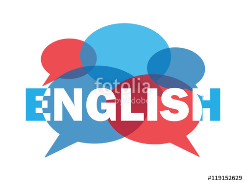 500x375 English Vector Word Icon With Speech Bubbles Stock Image