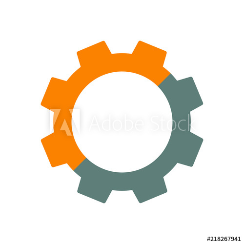500x500 Icono Plano Engranaje En Gris Y Naranja