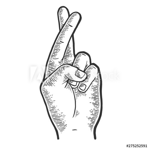 500x500 Fingers Crossed Symbol Of Luck Sketch Engraving Vector