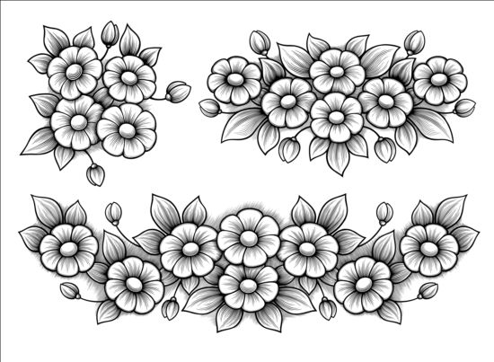 550x403 Flowers Engraving Vectors Material Free Download