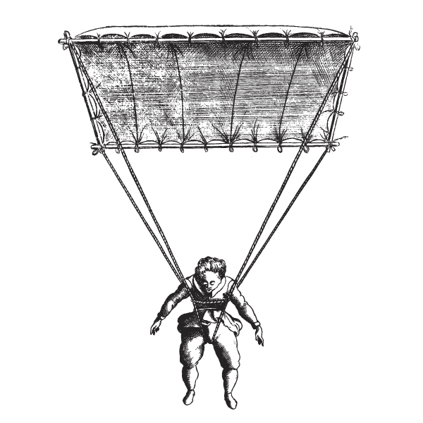 600x600 Vector Art Early Parachute Engraving Vintage Vectors