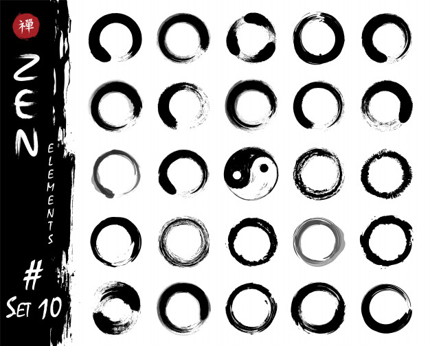 626x504 Enso Zen Circle Set Elements Ink Grungy Watercolor Pattern