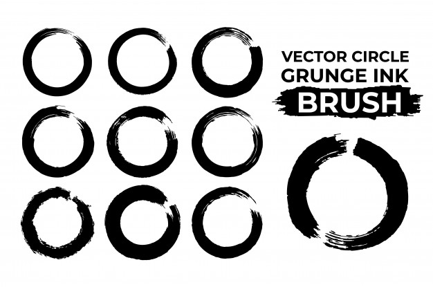 626x415 Grunge Circle Dry Ink Enso Brush Vector Set Vector Premium Download