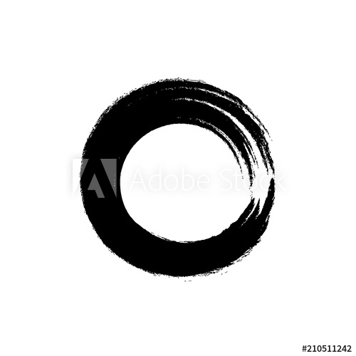 500x500 Vector Enso Circle Icon, Roud Shape Brush Stroke, Zen Symbol