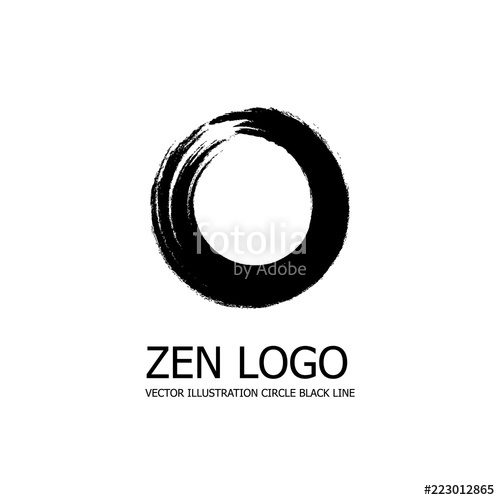 500x500 Vector Zen Circle Logo, Enso, Round Brush Stroke, Black And White