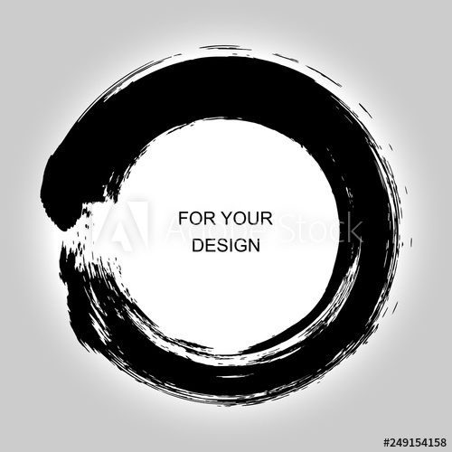 500x500 Enso Zen Circle Brush Round Frame Vector Illustration